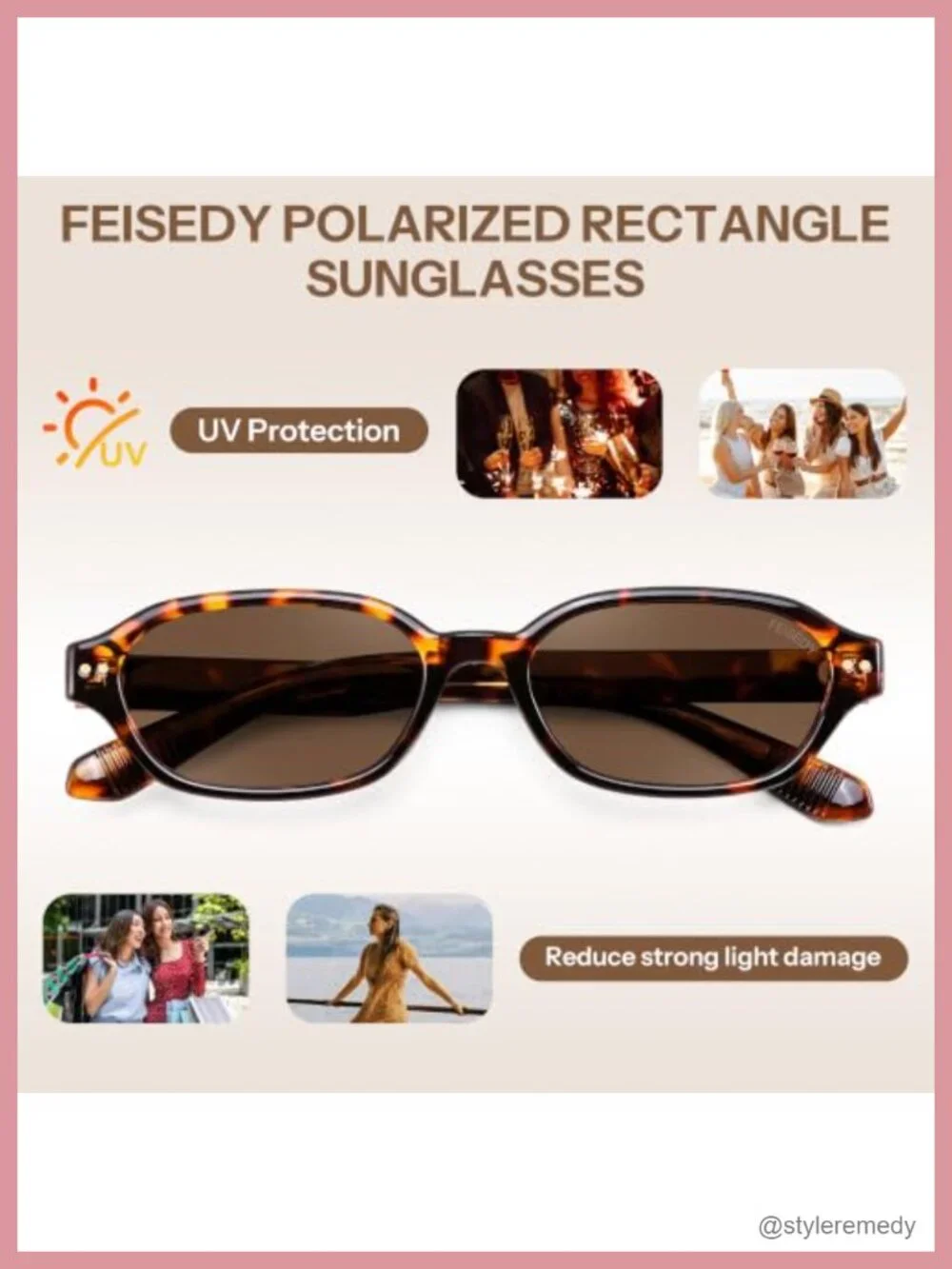 Retro Rectangular Polarized Sunglasses UV400 Y2K 90s Slim Fit Unisex